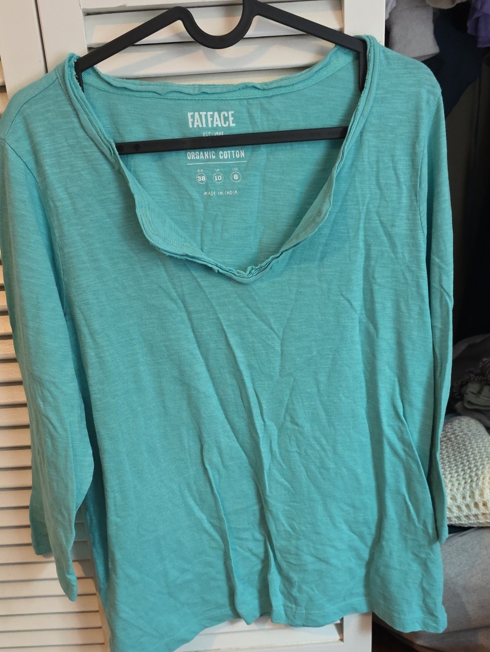 FatFace Teal Long Sleeve Organic Cotton Top